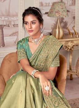 Pista Green Jacquard Silk Saree