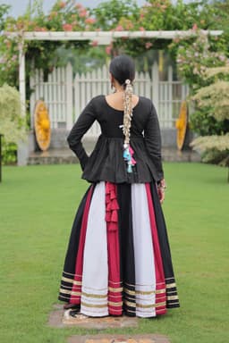 Black Multicolor Gamthi Lehenga for Navratri & Garba