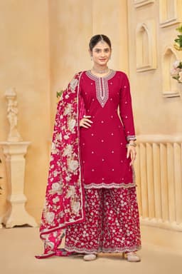 Rani Pink Roman Silk Palazzo Suit