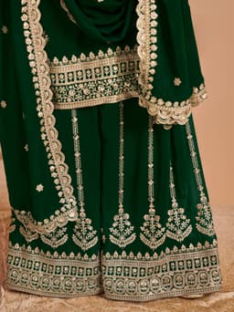 Green Faux Georgette Palazzo Suit