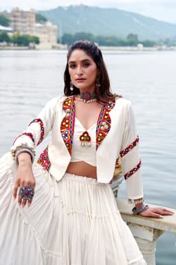 Ivory Gamthi Lehenga for Garba, Navratri & Festive Events