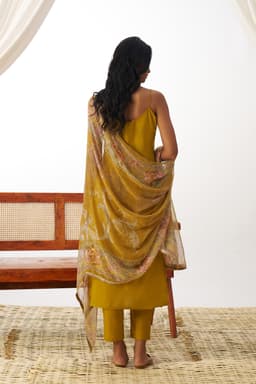 Mustard Yellow Organza Suit