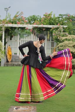 Black Kutchi Gamthi Lehenga for Navratri & Garba Celebrations
