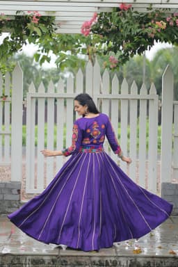 Purple Kutchi Gamthi Lehenga for Festive Garba Nights