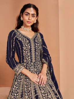 Blue Georgette Anarkali Suit