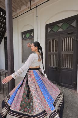 Vibrant Multicolor Cotton Lehenga with Gamthi Mirror Detailing