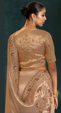 Golden Pure Ziraf Silk Bridal Wear Saree