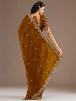 Antique Gold Tissue Silk Saree for Wedding Wear