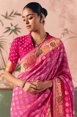 Pink Festive Wear Khaddi Georgette Saree