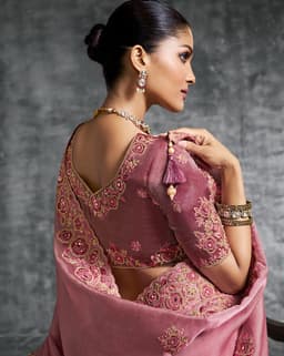 Dusty Rose Designer Tissue Saree