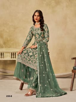 Sage Green Net Palazzo Suit