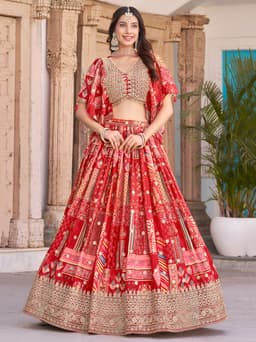 Red Bridal Lehenga Choli for wedding