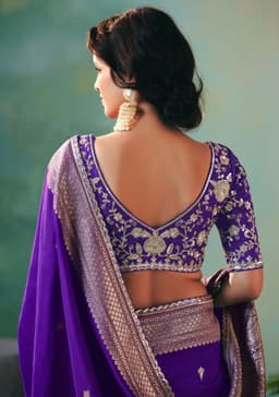 Purple Dola Silk Saree With Zari Border