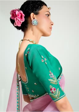 Sea Green Organza Saree for Festive & Party Wear