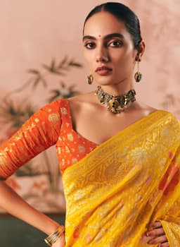 Yellow Festive Wear Georgette Saree