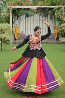Black Kutchi Gamthi Lehenga for Navratri & Garba Celebrations