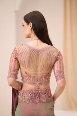 Luxury Dusty Mauve Engagement Georgette Designer Saree