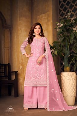 Baby Pink Designer Palazzo Suit