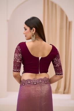 Lavender Georgette Tissue Embroidered Party Saree