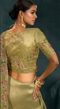 Pista Ziraf Silk Bridal Saree