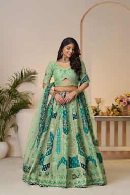 Green Banarasi Silk Rajsi Haathi Bridal Lehenga