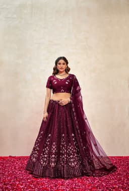 Wine Fendy Silk Lehenga Choli
