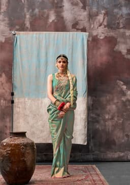 Sea Green Two Tone Silk Saree | Wedding Saree Collection