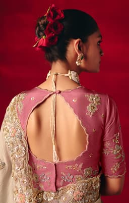 Beige Designer Embroidered Saree