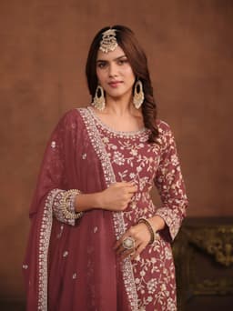 Dusty Rose Georgette Palazzo Suit