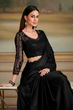 Black Party Wear Shining Georgette Saree