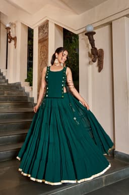 Bottle Green Lehenga for Navratri, Garba & Dandiya Nights