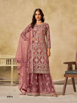Mauve Net Palazzo Suit