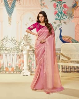 Blush Pink Wedding Saree Online