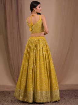 Yellow Mehendi Ceremony Georgette Designer Lehenga Choli