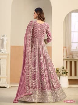 Graceful floor-length anarkali suit party wear for festive celebrations