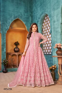 Pink Net Anarkali Suit