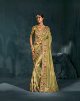 Pista Ziraf Silk Bridal Saree