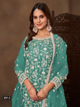 Sea Green Net Palazzo Suit