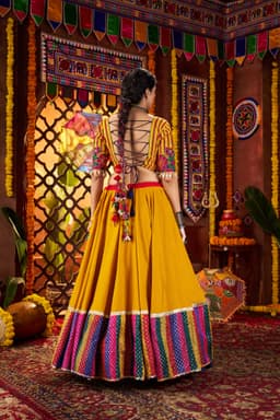 Pink Viscose Cotton Navratri Lehenga Choli with Mirror Work