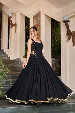 Ebony Black Gamthi Lehenga for Navratri, Garba & Dandiya