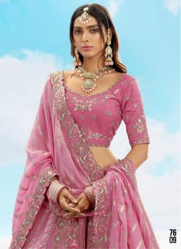 Blush Pink Floral Lehenga for Wedding & Reception