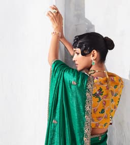 Emerald Green Designer Organza Saree for Wedding Wear