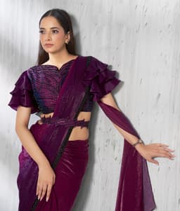 Wine Ready to Wear Satin Silk Saree