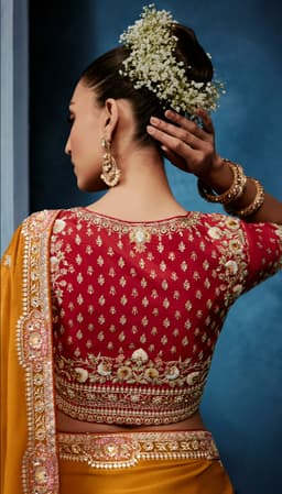 Mustard Yellow Fancy Saree with Wine Embroidered Designer Blouse