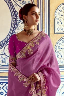 Purple Wedding Wear Saree