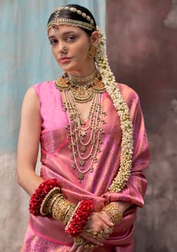 Hot Pink Two Tone Silk Saree | Indian Wedding Attire for Female Guests