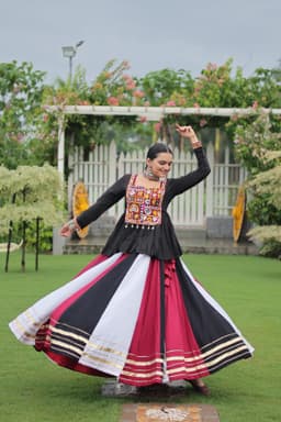 Black Multicolor Gamthi Lehenga for Navratri & Garba