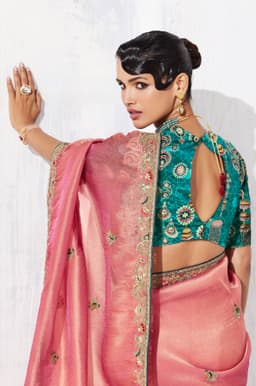 Pink Designer Organza Saree for Wedding & Party Wear