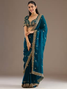 Dove Blue Tissue Silk Saree for Wedding Wear