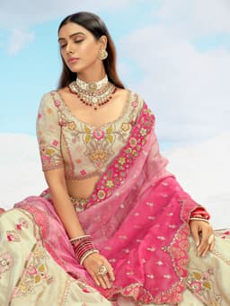 Ivory Pink Embroidered Lehenga for Wedding & Reception Wear